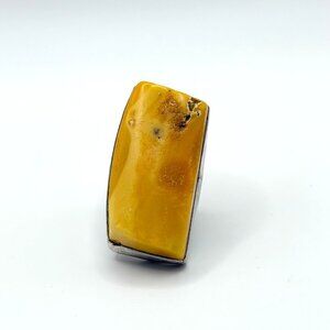 Vintage Poland Butterscotch Egg Yoke Amber Ring Size 4.5